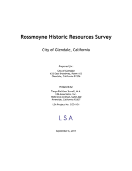 Rossmoyne Historic Resources Survey