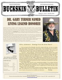 Dr. Gary Turner Named Living Legend Honoree