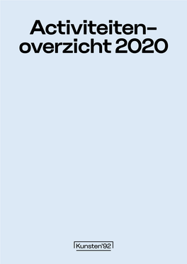 Activiteiten– Overzicht 2020 Inhoudsopgave