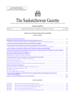 Gazette Part I, June 5, 2015