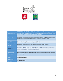 Results of the Collection of Data from the Water Supply and Sewerage Companies Document in the Country