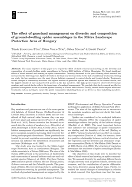 The Effect of Grassland Management on Diversity and Composition Of