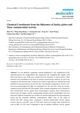 Chemical Constituents from the Rhizomes of Smilax Glabra and Their Antimicrobial Activity