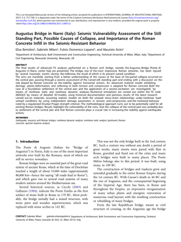 Augustus Bridge in Narni (Italy): Seismic Vulnerability Assessment