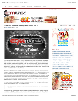 Edmtunes Presents: #Risingtalent Series Vol