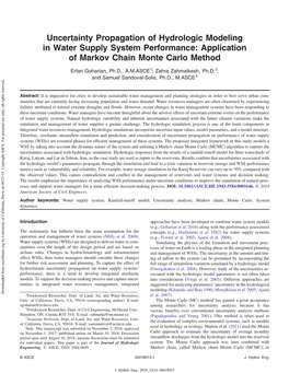 Uncertainty Propagation of Hydrologic Modeling in Water Supply System Performance: Application of Markov Chain Monte Carlo Method