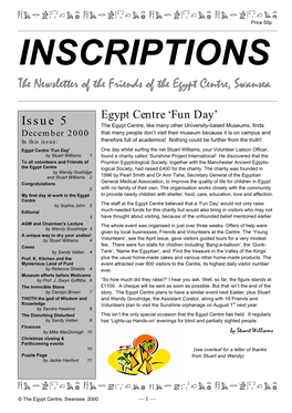 The Newsletter of the Friends of the Egypt Centre, Swansea