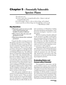 Chapter 5 – Potentially Vulnerable Species: Plants