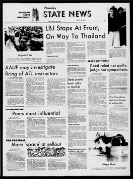 12 Michigan State News, East Lansing, Michigan Thursday, October 27, 1966 T