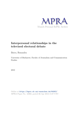 Interpersonal Relationships in Televized Electoral Debates