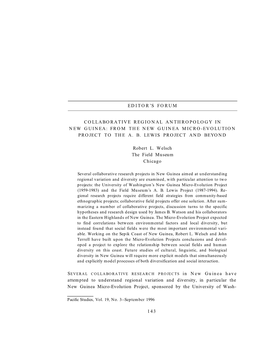 Collaborative Regional Anthropology in New Guinea: from the New Guinea Micro-Evolution Project to the A. B. Lewis Project and Beyond