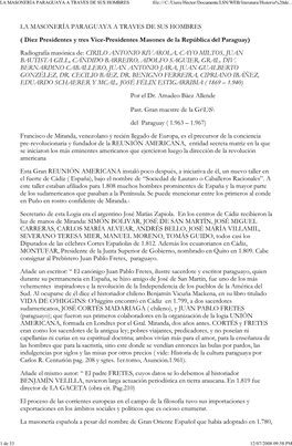 LA MASONERÍA PARAGUAYA a TRAVES DE SUS HOMBRES File:///C:/Users/Hector/Documents/LSN/WEB/Literatura/Historia%20De