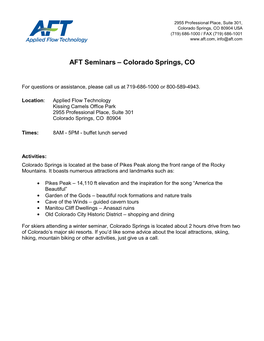 AFT Seminars – Colorado Springs, CO