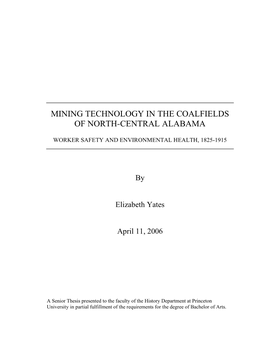 Mining Technology in the Coalfields of North-Central Alabama