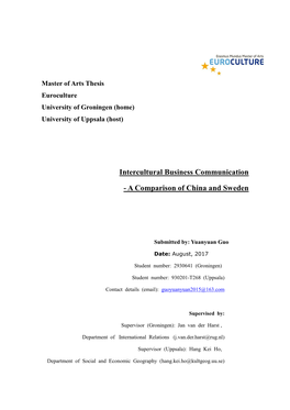 Intercultural Business Communication