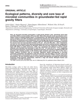 Ecological Patterns, Diversity and Core Taxa of Microbial Communities in Groundwater-Fed Rapid Gravity Filters