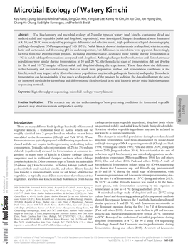 Microbial Ecology of Watery Kimchi