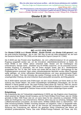 Gloster E.28 / 39