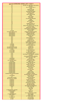 Ggnzla KARAOKE SONG LIST 11/22/11