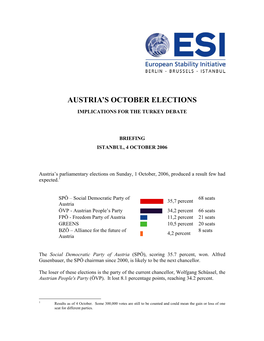 Austria's October Elections