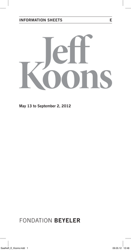 Saalheft E Koons.Indd 1 09.05.12 12:48 TABLE of CONTENTS