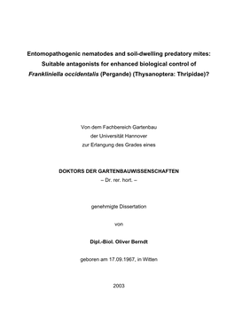 Entomopathogenic Nematodes and Soil-Dwelling Predatory Mites