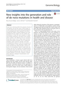 New Insights Into the Generation and Role of De Novo Mutations in Health and Disease Rocio Acuna-Hidalgo1, Joris A