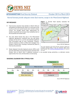 AFGHANISTAN Food Security Outlook October 2013 to March 2014