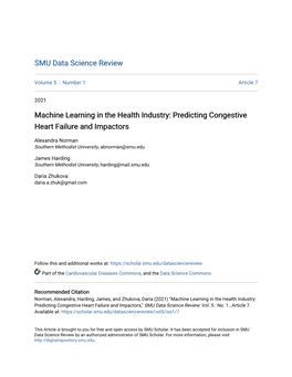 Machine Learning in the Health Industry: Predicting Congestive Heart Failure and Impactors