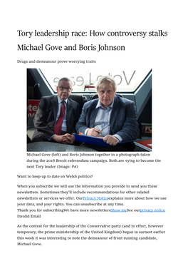 Tory Leadership Race: How Controversy Stalks Michael Gove and Boris Johnson