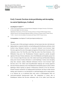 Early Cenozoic Eurekan Strain Partitioning and Decoupling in Central Spitsbergen, Svalbard