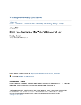 Some False Premises of Max Weber's Sociology of Law