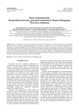 Herpetofauna Diversity, Potential Ecotourism in Mount Galunggung, West Java, Indonesia