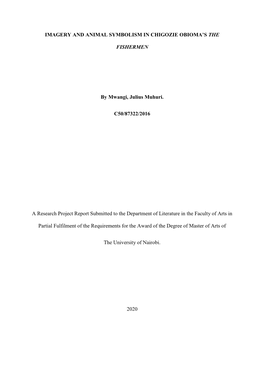 Imagery and Animal Symbolism in Chigozie Obioma's the Fishermen