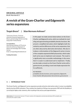 A Revisit of the Gram-Charlier and Edgeworth Series Expansions