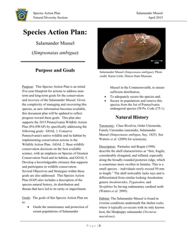 Salamander Mussel Natural Diversity Section April 2015