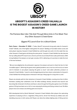 Ubisoft's Assassin's Creed Valhalla Is the Biggest