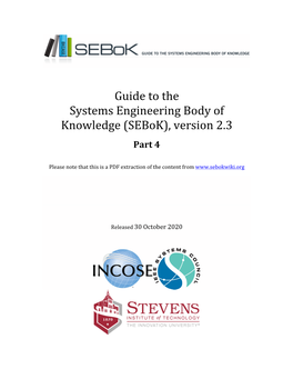 Guide to the Systems Engineering Body of Knowledge (Sebok), Version 2.3