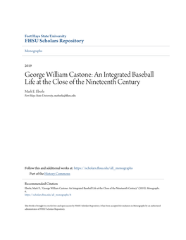 George William Castone: an Integrated Baseball Life at the Close of the Nineteenth Century Mark E