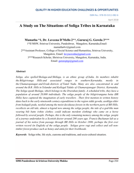 A Study on the Situations of Soliga Tribes in Karnataka