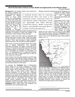 Novel Conservation Reserves on Kali, Bedthi and Aghanashini in the Western Ghats Parineeta Dandekar