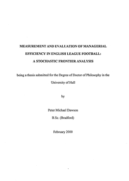 Measurement and Evaluation of Managerial Efficiency In