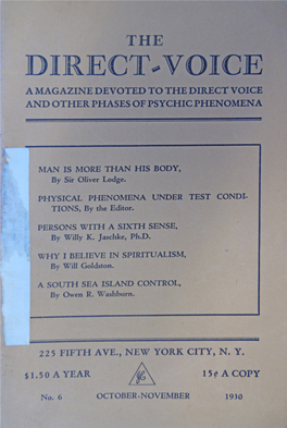 Direct-Voice a Magazine Devoted to the Direct Voice and Other Phases of Psychic Phenomena