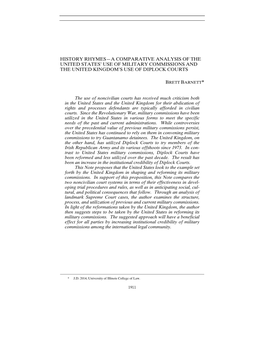 History Rhymes—A Comparative Analysis of the United States’ Use of Military Commissions and the United Kingdom’S Use of Diplock Courts