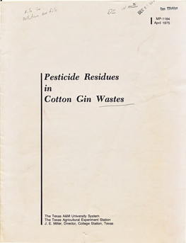 Pesticide Residues in Cotton Gin Wastes