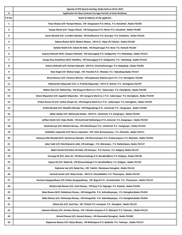 Agenda of RTA Board Meeting, Nadia Held on 20.01.2019 a Application for New Contract Carriage Permits of Auto-Rickshaw F Sl No