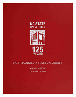Nc State University North Carolina State University Graduation December 15, 2012