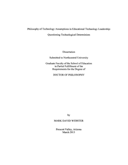 Philosophy of Technology Assumptions in Educational Technology Leadership