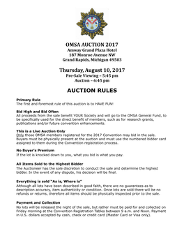 OMSA 2017 Auction Catalog