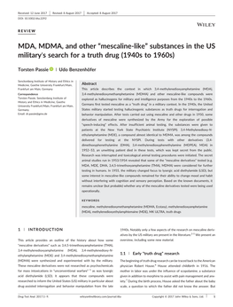 MDA, MDMA, and Other Mescaline
